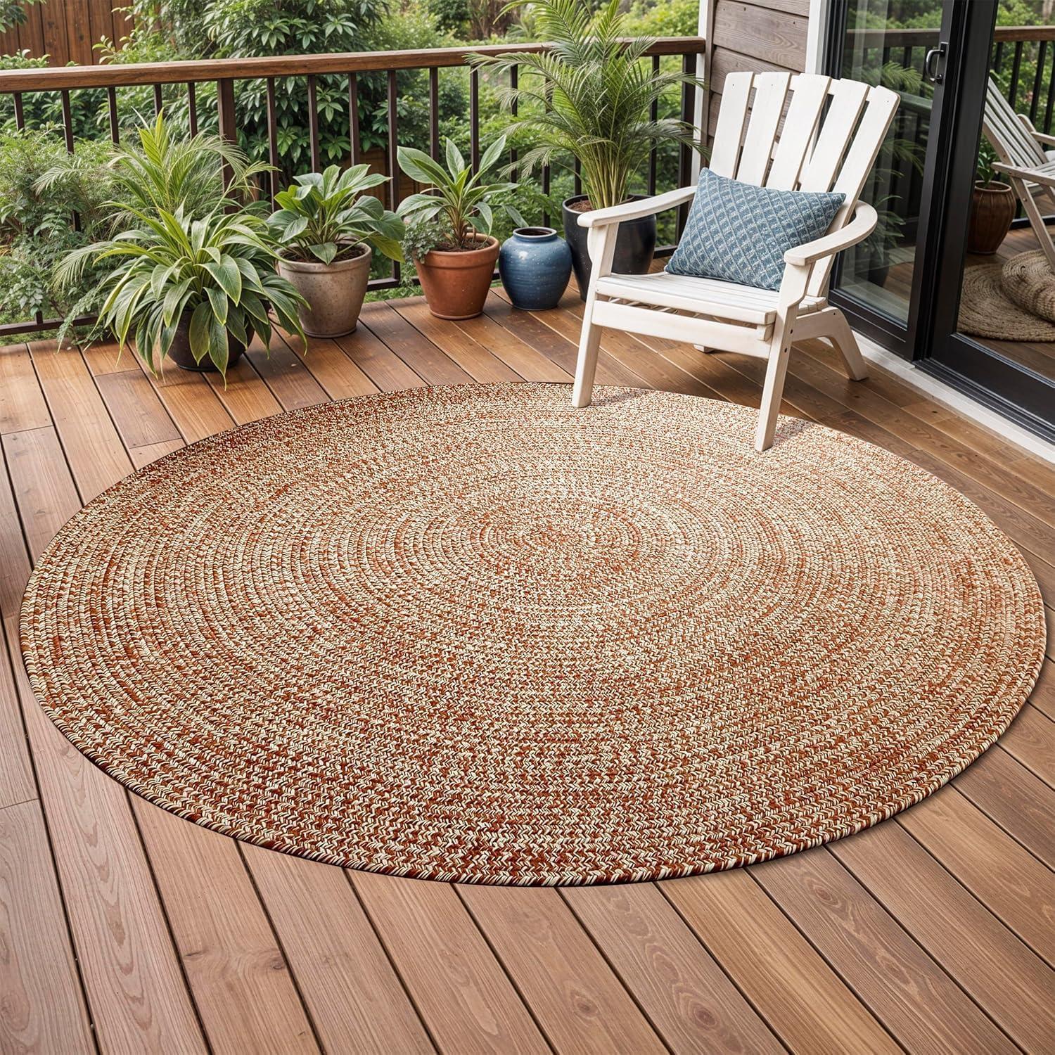 imageSuperior IndoorOutdoor Area Rug DualTone Reversible Braided Floor Decor for Patio Front Porch Entryway Living Room Office Nursery Artistic Home 5 x 8 Fog GreenWhiteBrickwhite