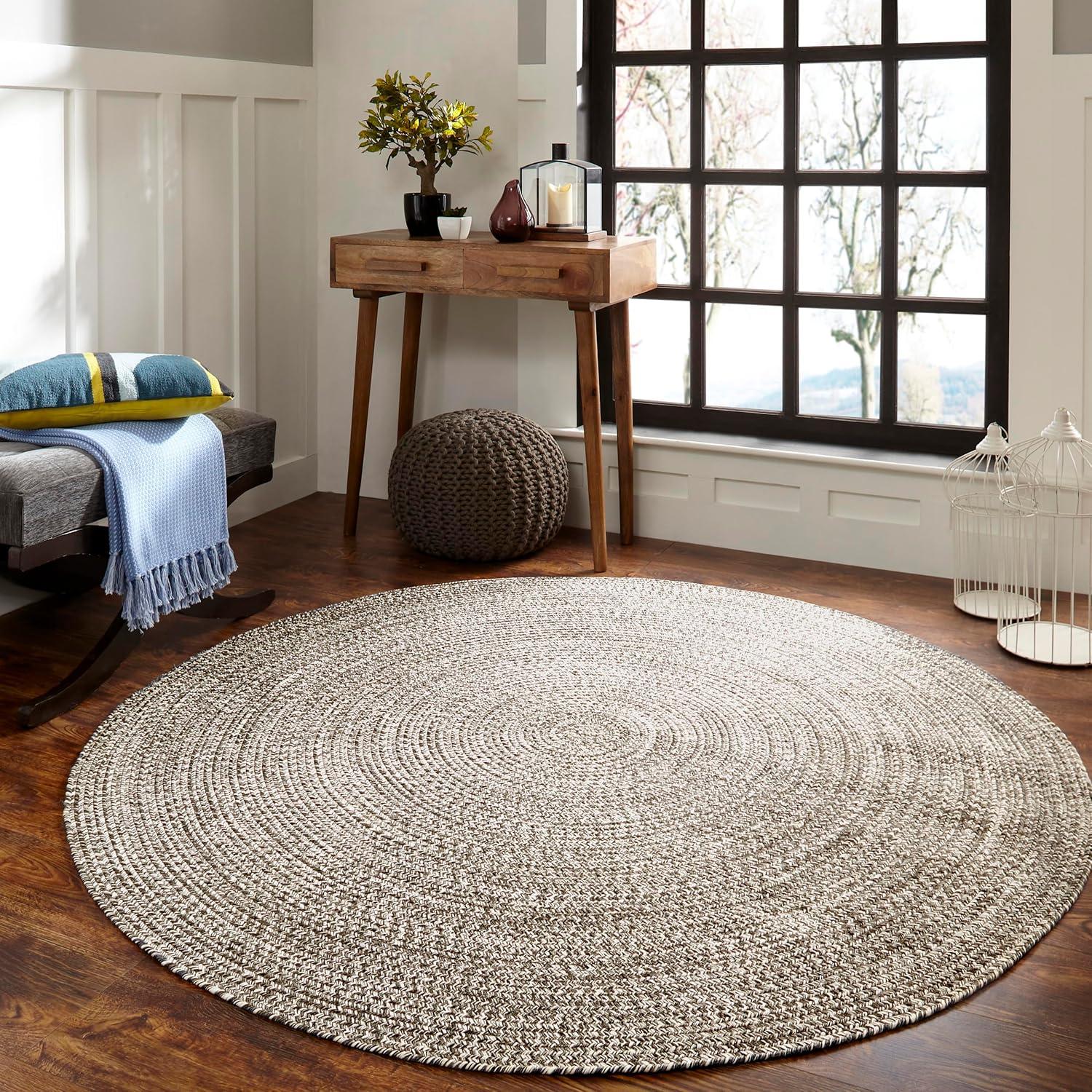 imageSuperior IndoorOutdoor Area Rug DualTone Reversible Braided Floor Decor for Patio Front Porch Entryway Living Room Office Nursery Artistic Home 5 x 8 Fog GreenWhiteCharcoalwhite