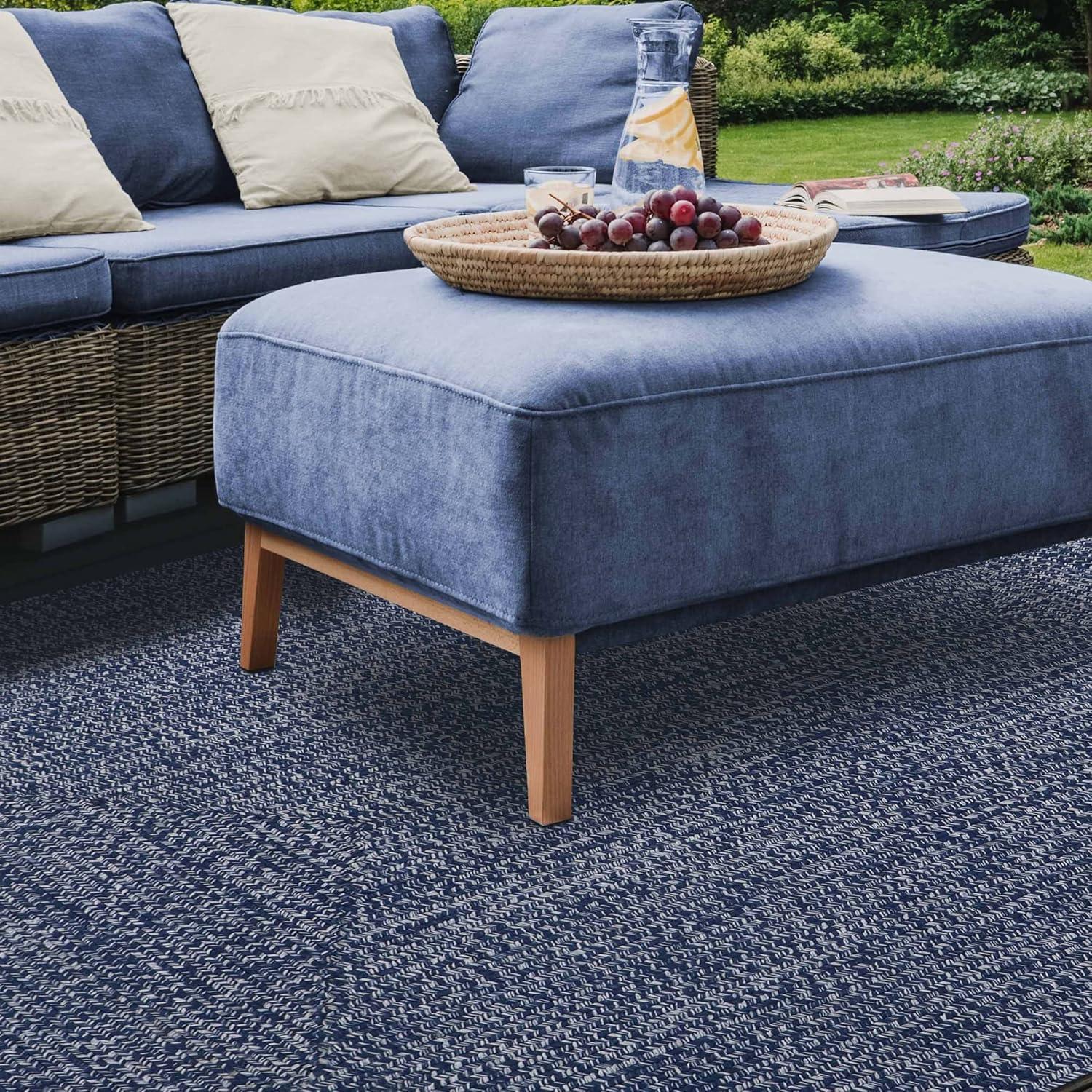 imageSuperior IndoorOutdoor Area Rug DualTone Reversible Braided Floor Decor for Patio Front Porch Entryway Living Room Office Nursery Artistic Home 5 x 8 Fog GreenWhiteDenim Bluewhite