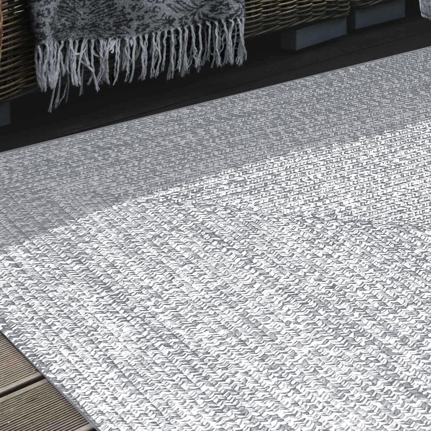 imageSuperior IndoorOutdoor Area Rug DualTone Reversible Braided Floor Decor for Patio Front Porch Entryway Living Room Office Nursery Artistic Home 5 x 8 Fog GreenWhiteSlatewhite