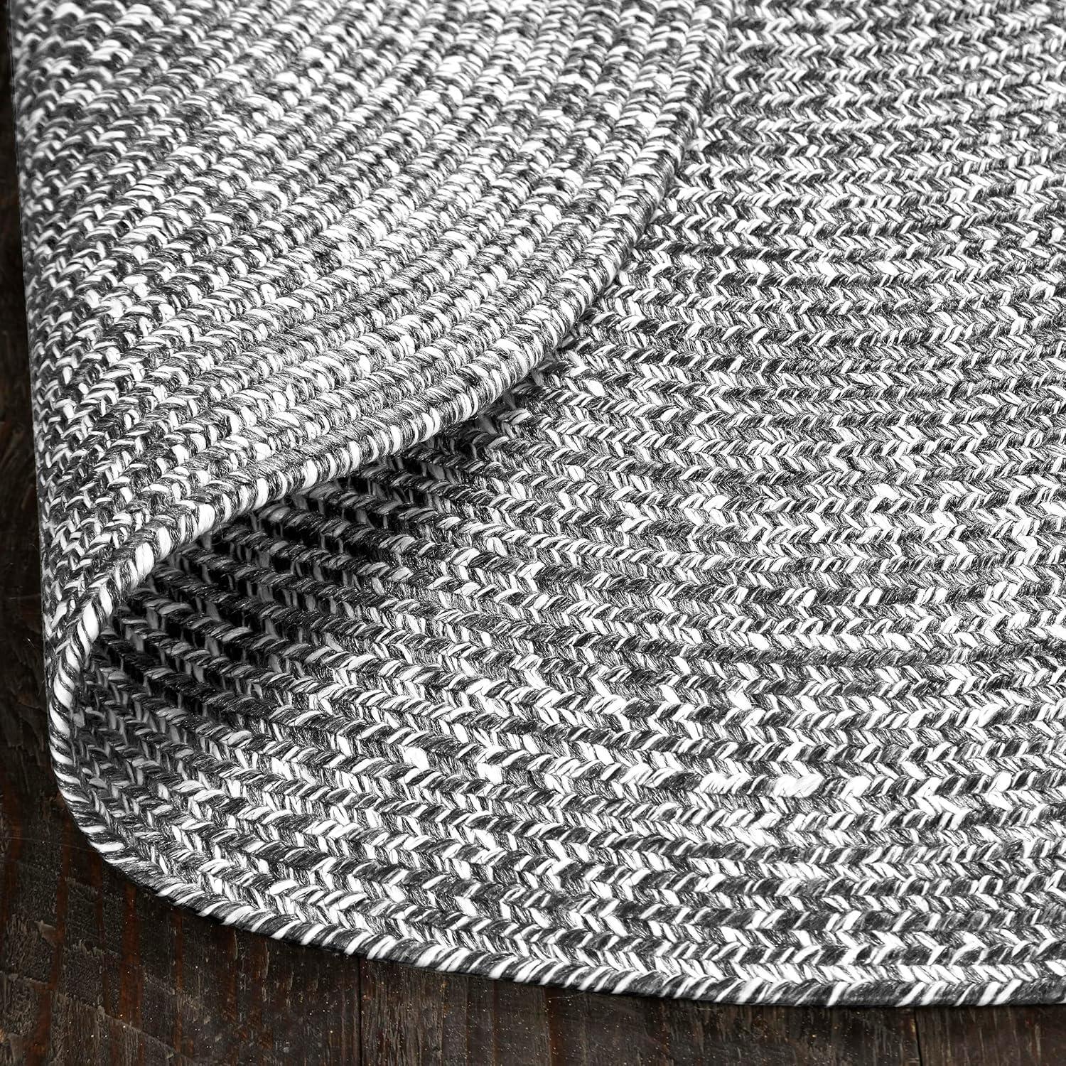 imageSuperior IndoorOutdoor Area Rug DualTone Reversible Braided Floor Decor for Patio Front Porch Entryway Living Room Office Nursery Artistic Home 5 x 8 Fog GreenWhiteCharcoalwhite