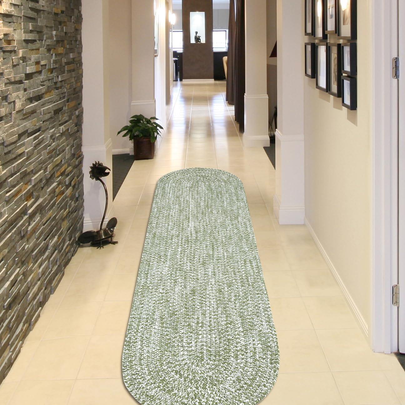 imageSuperior IndoorOutdoor Area Rug DualTone Reversible Braided Floor Decor for Patio Front Porch Entryway Living Room Office Nursery Artistic Home 5 x 8 Fog GreenWhiteGreenwhite