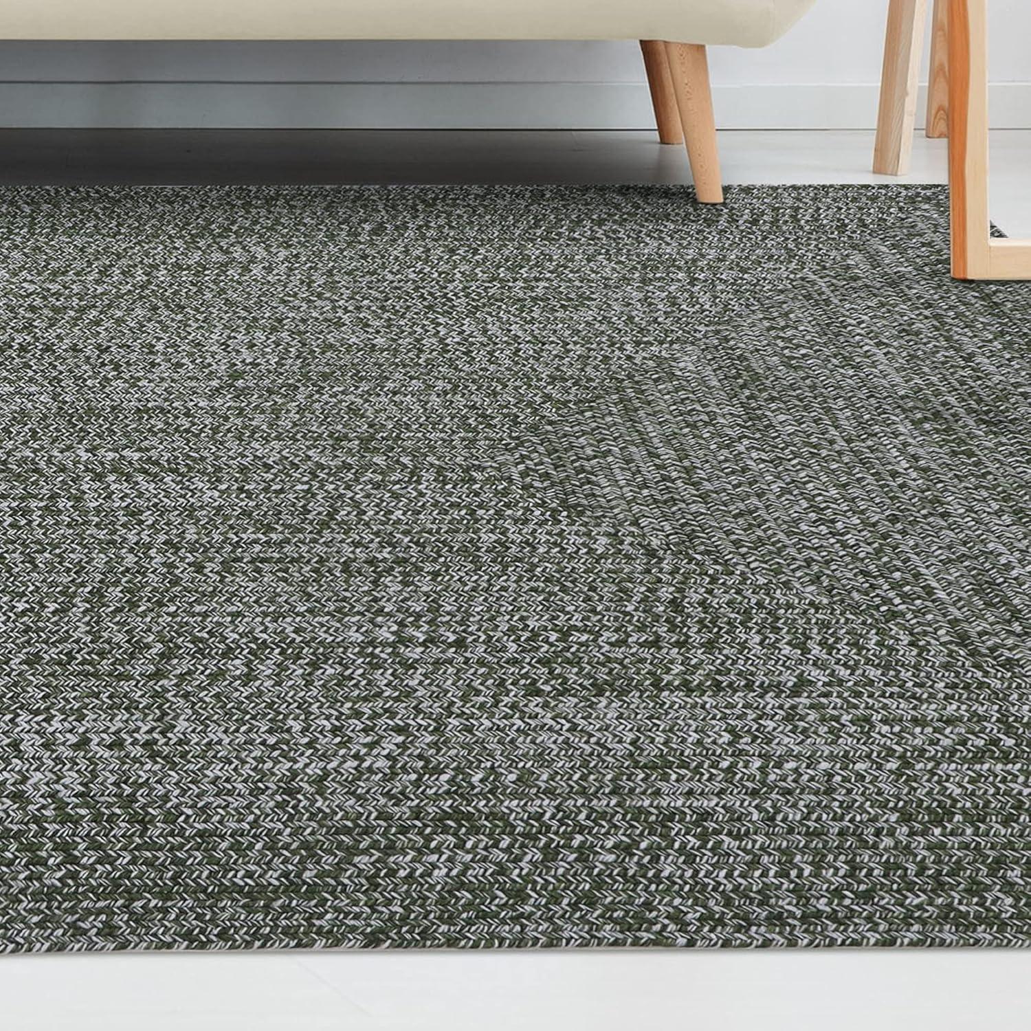 imageSuperior IndoorOutdoor Area Rug DualTone Reversible Braided Floor Decor for Patio Front Porch Entryway Living Room Office Nursery Artistic Home 5 x 8 Fog GreenWhiteGreenwhite