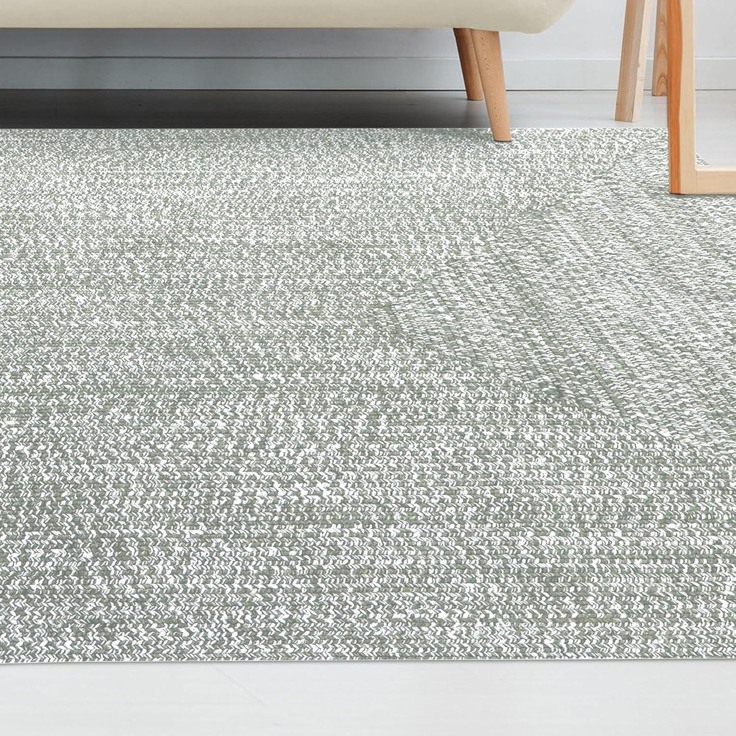imageSuperior IndoorOutdoor Area Rug DualTone Reversible Braided Floor Decor for Patio Front Porch Entryway Living Room Office Nursery Artistic Home 5 x 8 Fog GreenWhiteFog Greenwhite