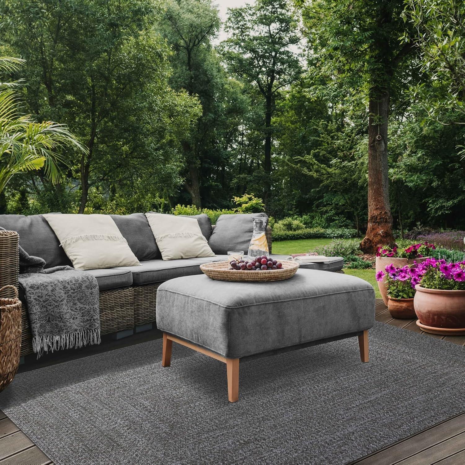 imageSuperior IndoorOutdoor Area Rug DualTone Reversible Braided Floor Decor for Patio Front Porch Entryway Living Room Office Nursery Artistic Home 5 x 8 Fog GreenWhiteCanvaswhite