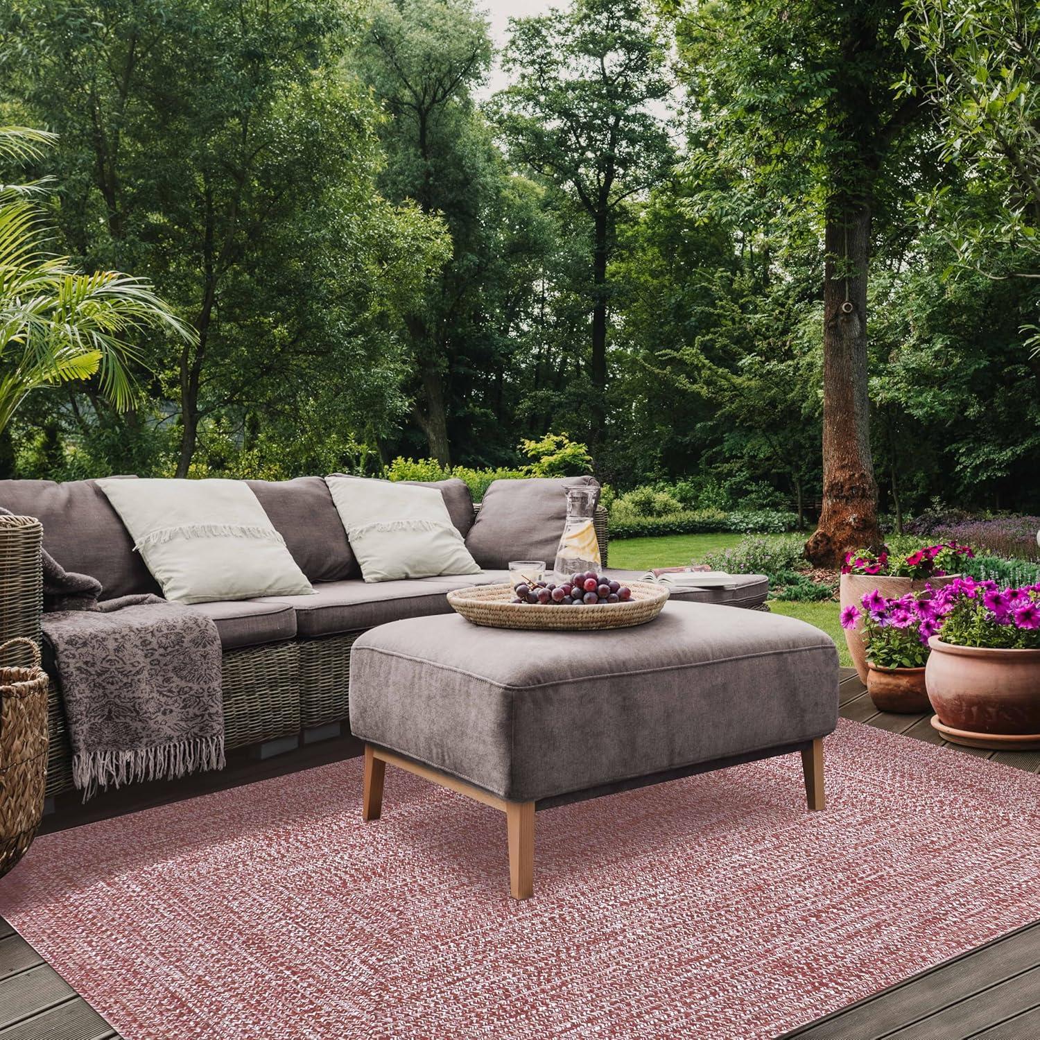 imageSuperior IndoorOutdoor Area Rug DualTone Reversible Braided Floor Decor for Patio Front Porch Entryway Living Room Office Nursery Artistic Home 5 x 8 Fog GreenWhiteBrickwhite