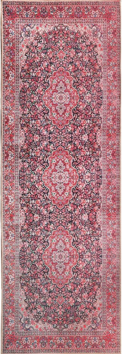 imageSuperior Large Indoor Area Rug Modern Floor Decor for LivingDining Room Kitchen Bedroom Office Entry FlatWeave Floral Medallion Cotton Backing Fiorella Collection 10 x 13 Berry RedFlor  Berry Red
