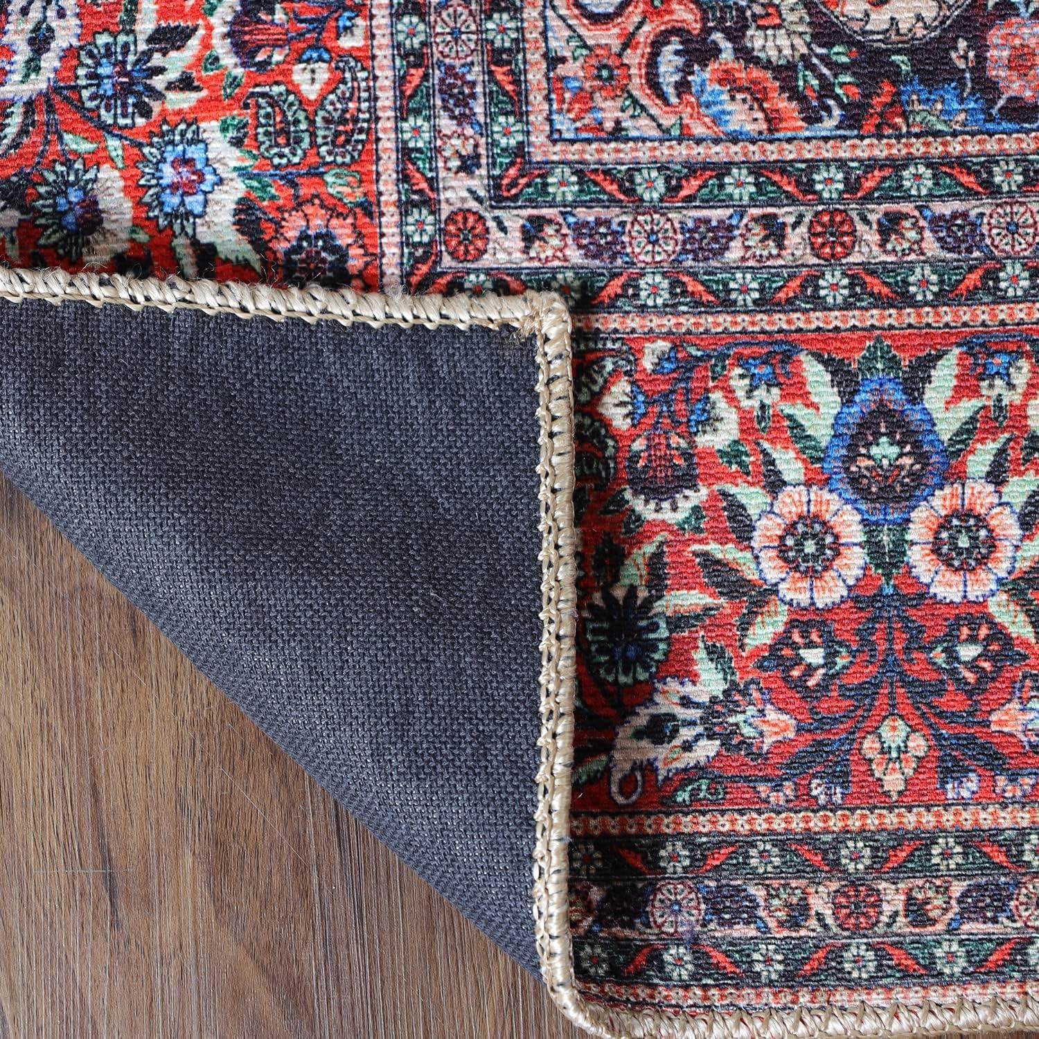 imageSuperior Large Indoor Area Rug Modern Floor Decor for LivingDining Room Kitchen Bedroom Office Entry FlatWeave Floral Medallion Cotton Backing Fiorella Collection 10 x 13 Berry RedFlor  Berry Red