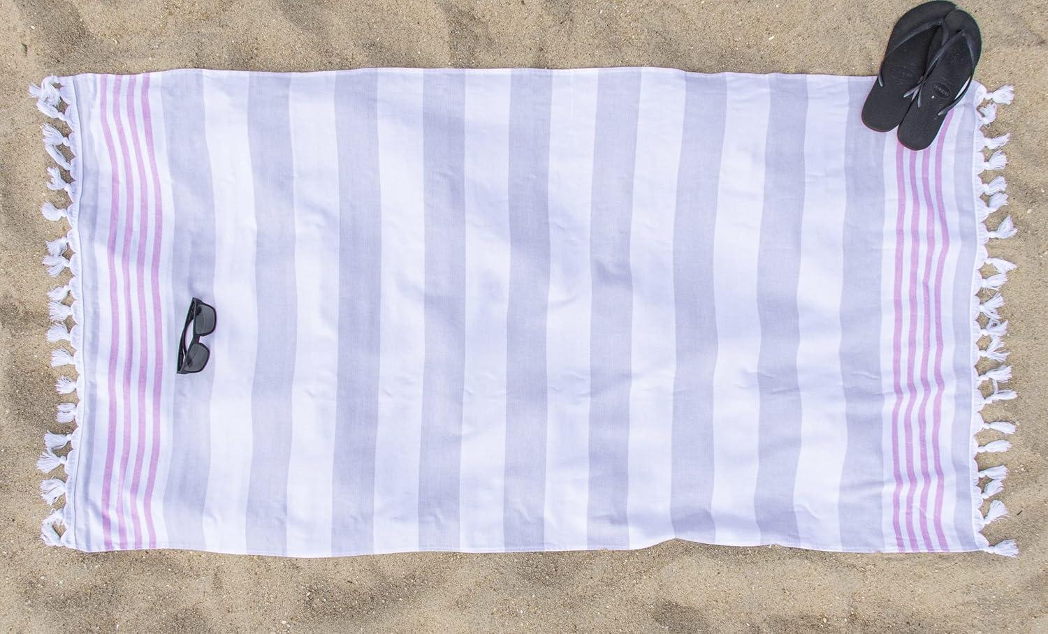 imageSuperior Oversized Cotton Beach Towel for Adults and Kids Quick Drying Towels for Pool Spa Resort Hotel Camping Travel Super Absorbent Striped with Tassels Tropical Cabana Collection BlackSunset