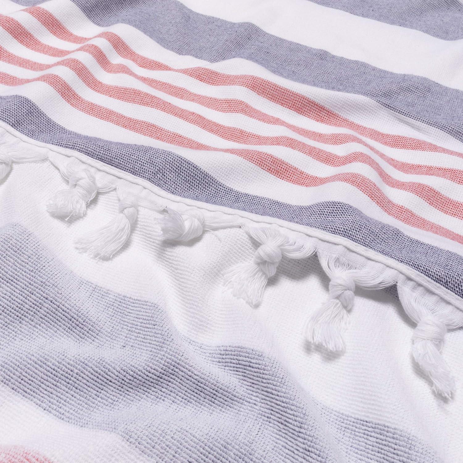 imageSuperior Oversized Cotton Beach Towel for Adults and Kids Quick Drying Towels for Pool Spa Resort Hotel Camping Travel Super Absorbent Striped with Tassels Tropical Cabana Collection BlackBaked Apple