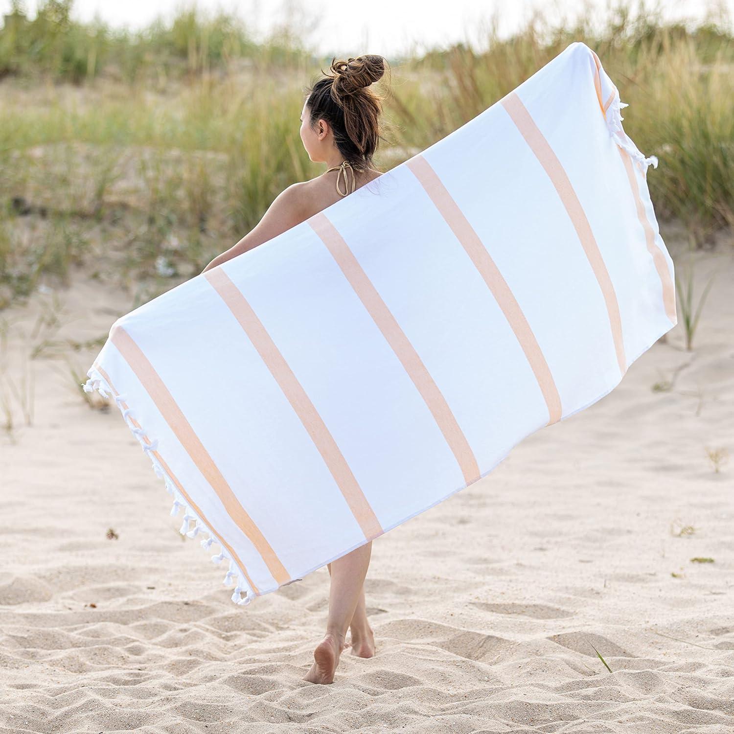 imageSuperior Oversized Cotton Beach Towel for Adults and Kids Quick Drying Towels for Pool Spa Resort Hotel Camping Travel Super Absorbent Striped with Tassels Tropical Cabana Collection BlackYellow