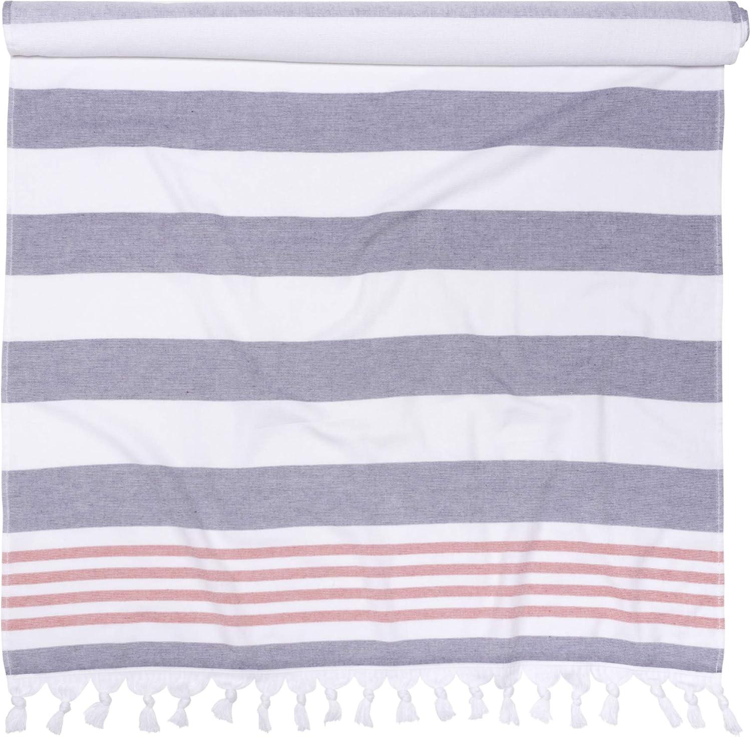 imageSuperior Oversized Cotton Beach Towel for Adults and Kids Quick Drying Towels for Pool Spa Resort Hotel Camping Travel Super Absorbent Striped with Tassels Tropical Cabana Collection BlackBaked Apple