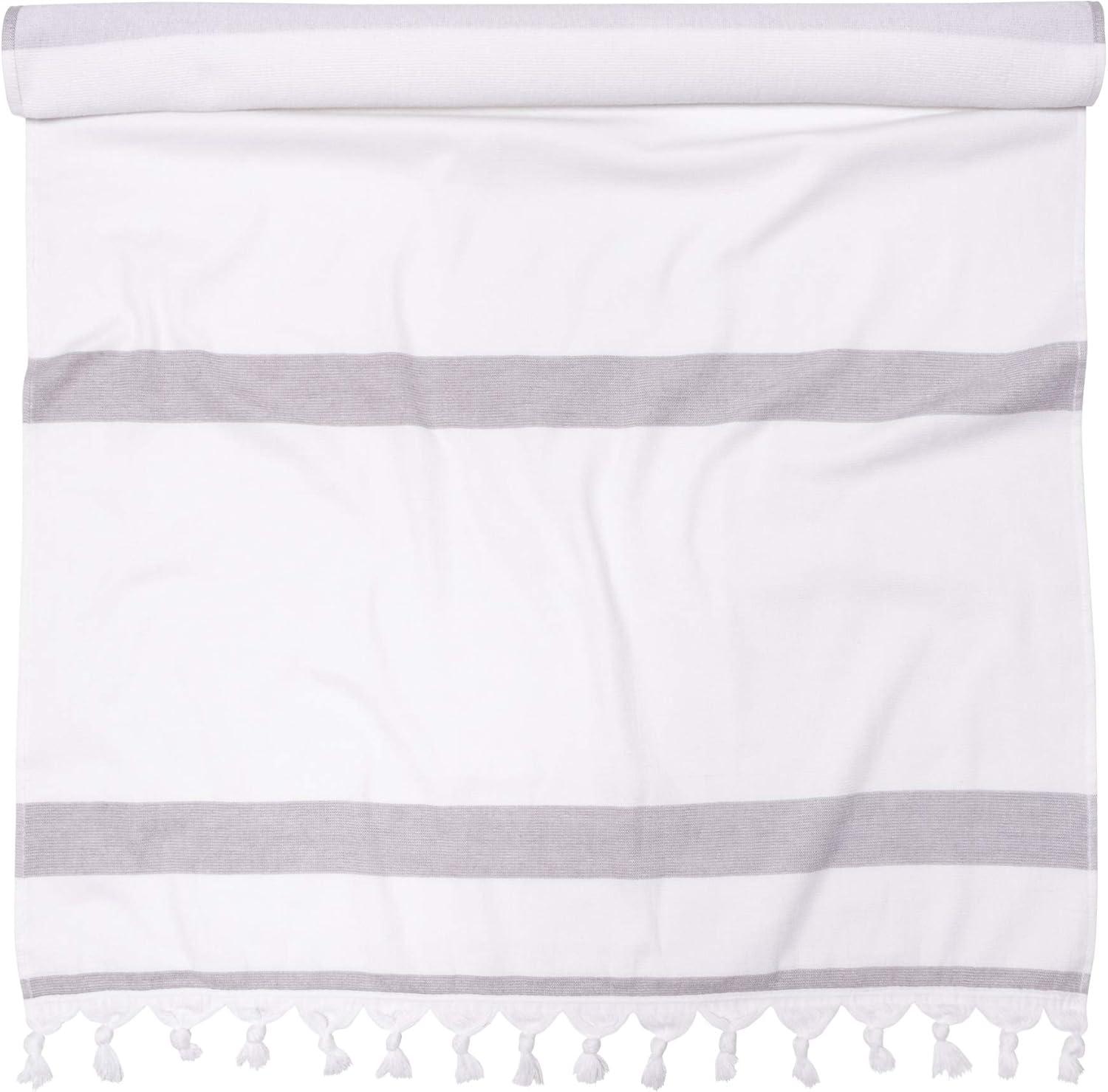 imageSuperior Oversized Cotton Beach Towel for Adults and Kids Quick Drying Towels for Pool Spa Resort Hotel Camping Travel Super Absorbent Striped with Tassels Tropical Cabana Collection BlackTropical Grey
