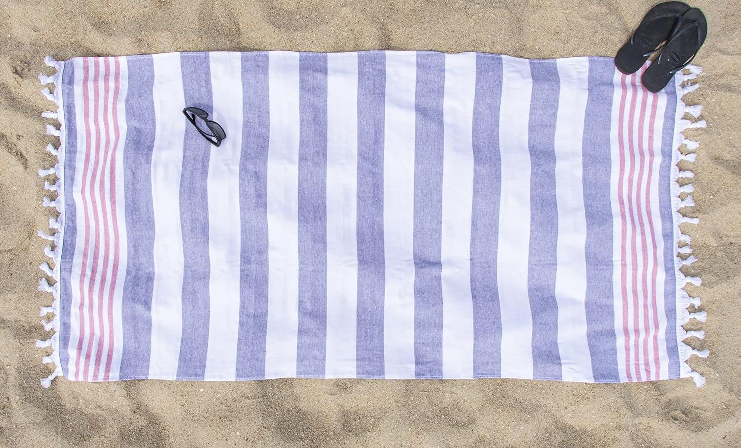 imageSuperior Oversized Cotton Beach Towel for Adults and Kids Quick Drying Towels for Pool Spa Resort Hotel Camping Travel Super Absorbent Striped with Tassels Tropical Cabana Collection BlackBaked Apple