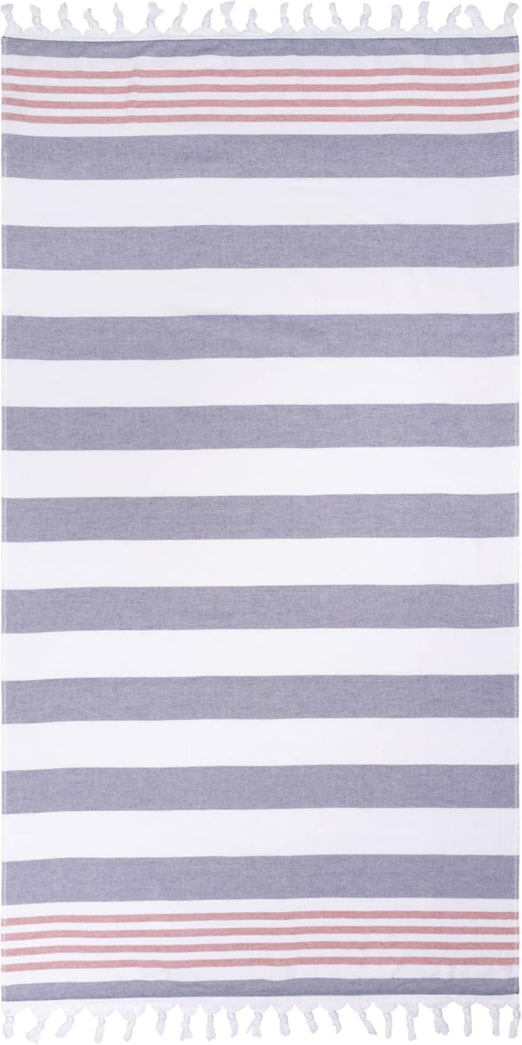 imageSuperior Oversized Cotton Beach Towel for Adults and Kids Quick Drying Towels for Pool Spa Resort Hotel Camping Travel Super Absorbent Striped with Tassels Tropical Cabana Collection BlackBaked Apple