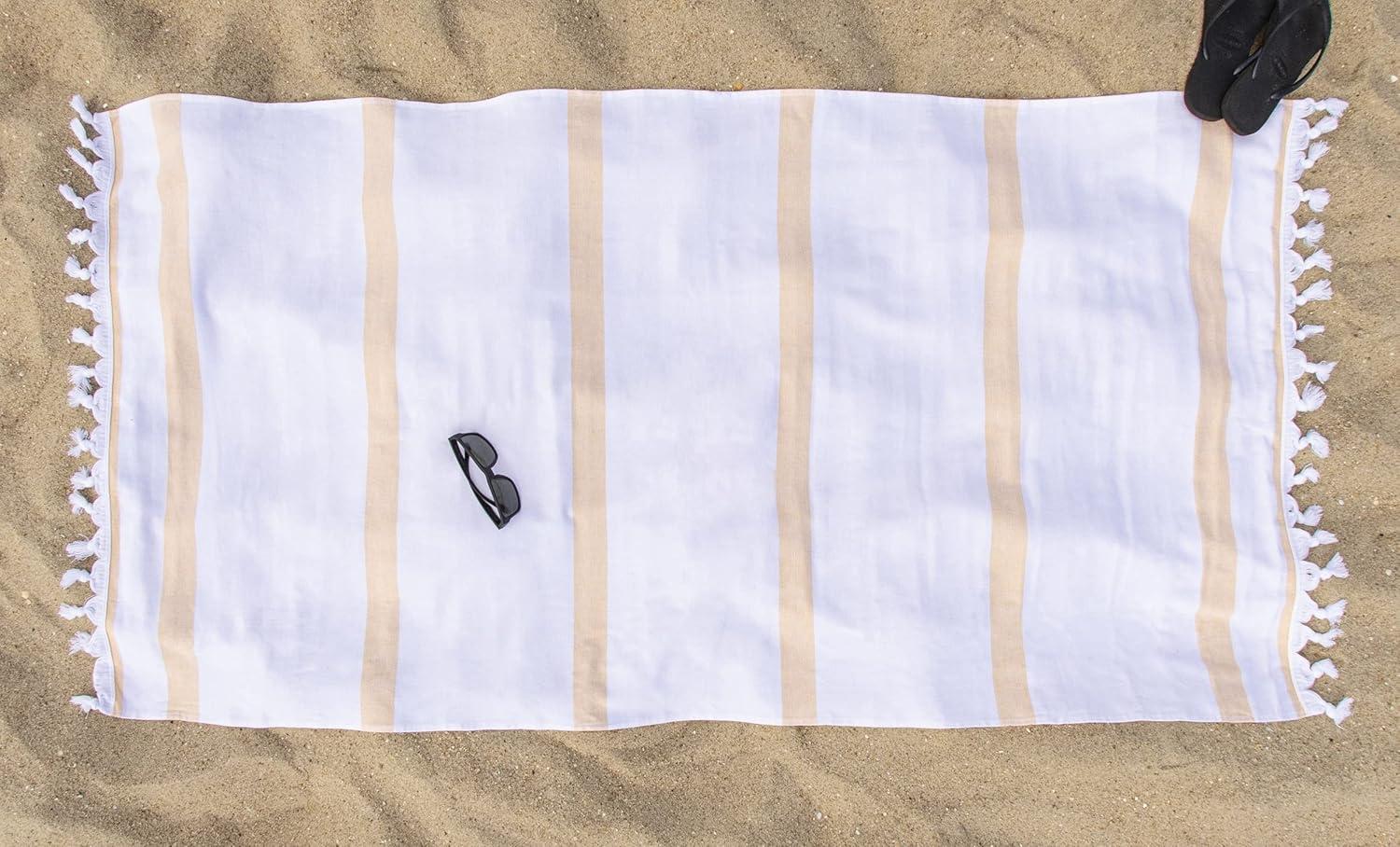imageSuperior Oversized Cotton Beach Towel for Adults and Kids Quick Drying Towels for Pool Spa Resort Hotel Camping Travel Super Absorbent Striped with Tassels Tropical Cabana Collection BlackYellow