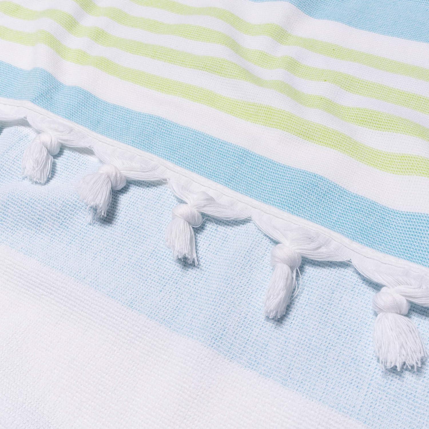 imageSuperior Oversized Cotton Beach Towel for Adults and Kids Quick Drying Towels for Pool Spa Resort Hotel Camping Travel Super Absorbent Striped with Tassels Tropical Cabana Collection BlackKey West
