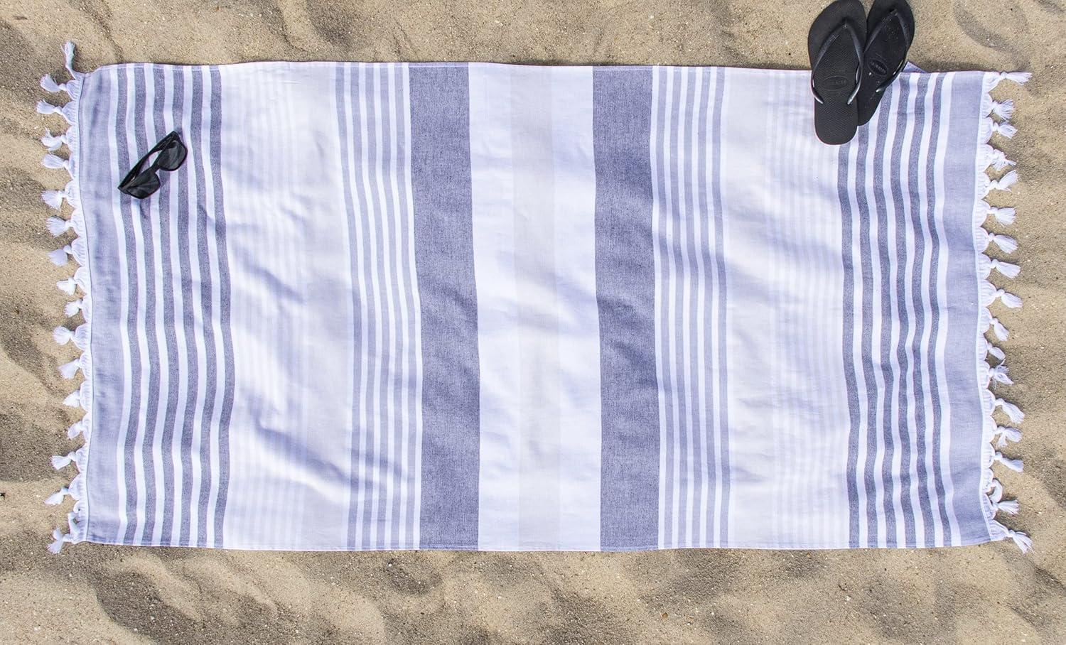 imageSuperior Oversized Cotton Beach Towel for Adults and Kids Quick Drying Towels for Pool Spa Resort Hotel Camping Travel Super Absorbent Striped with Tassels Tropical Cabana Collection BlackBlack