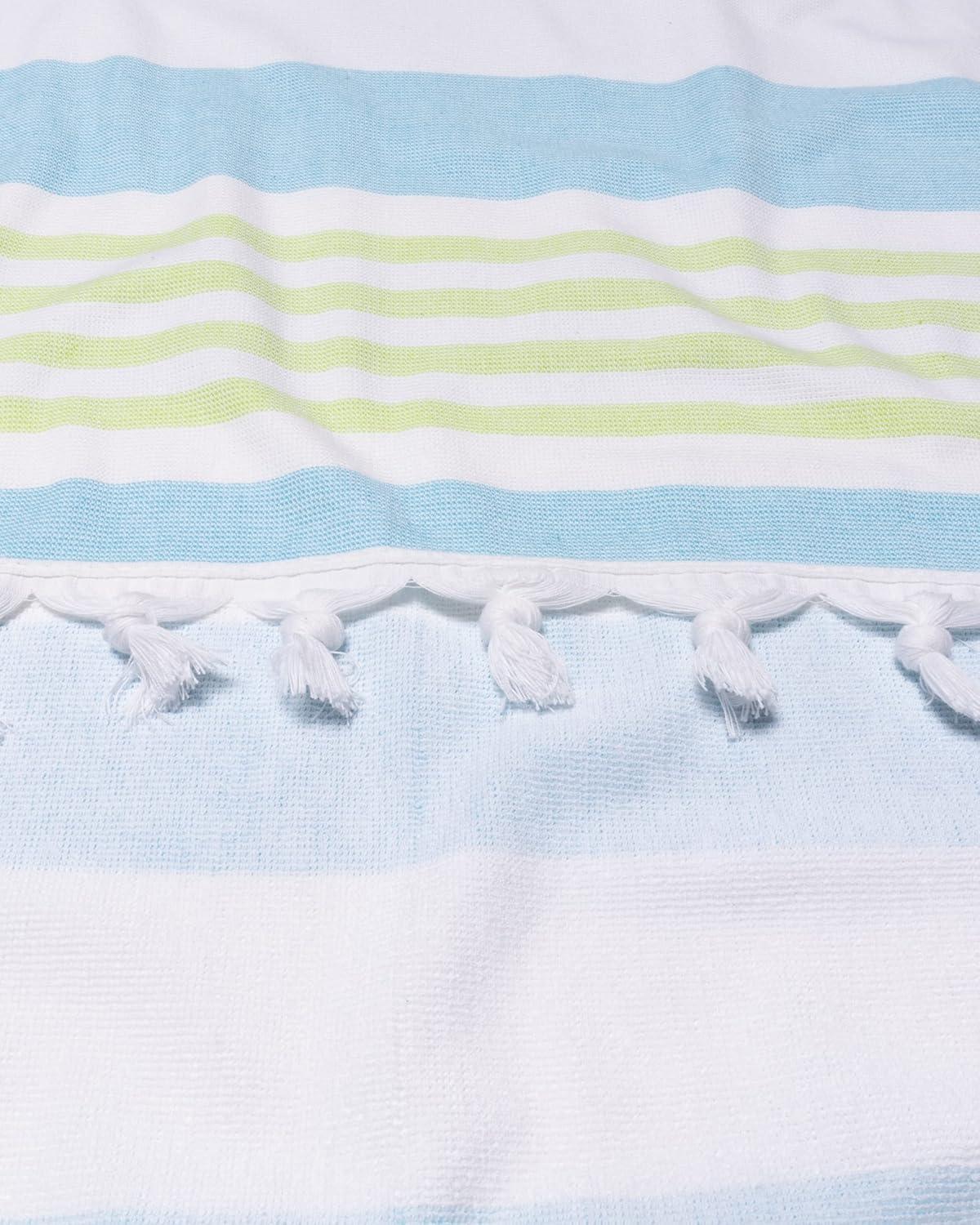 imageSuperior Oversized Cotton Beach Towel for Adults and Kids Quick Drying Towels for Pool Spa Resort Hotel Camping Travel Super Absorbent Striped with Tassels Tropical Cabana Collection BlackKey West