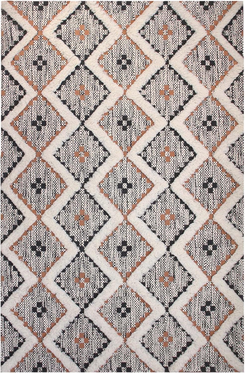 imageSuperior Talluah Indoor Printed HandTuffed Room Decor for Bedroom Aesthetic Area Rug for Living Room 5 x 8 RustBlackRust Black