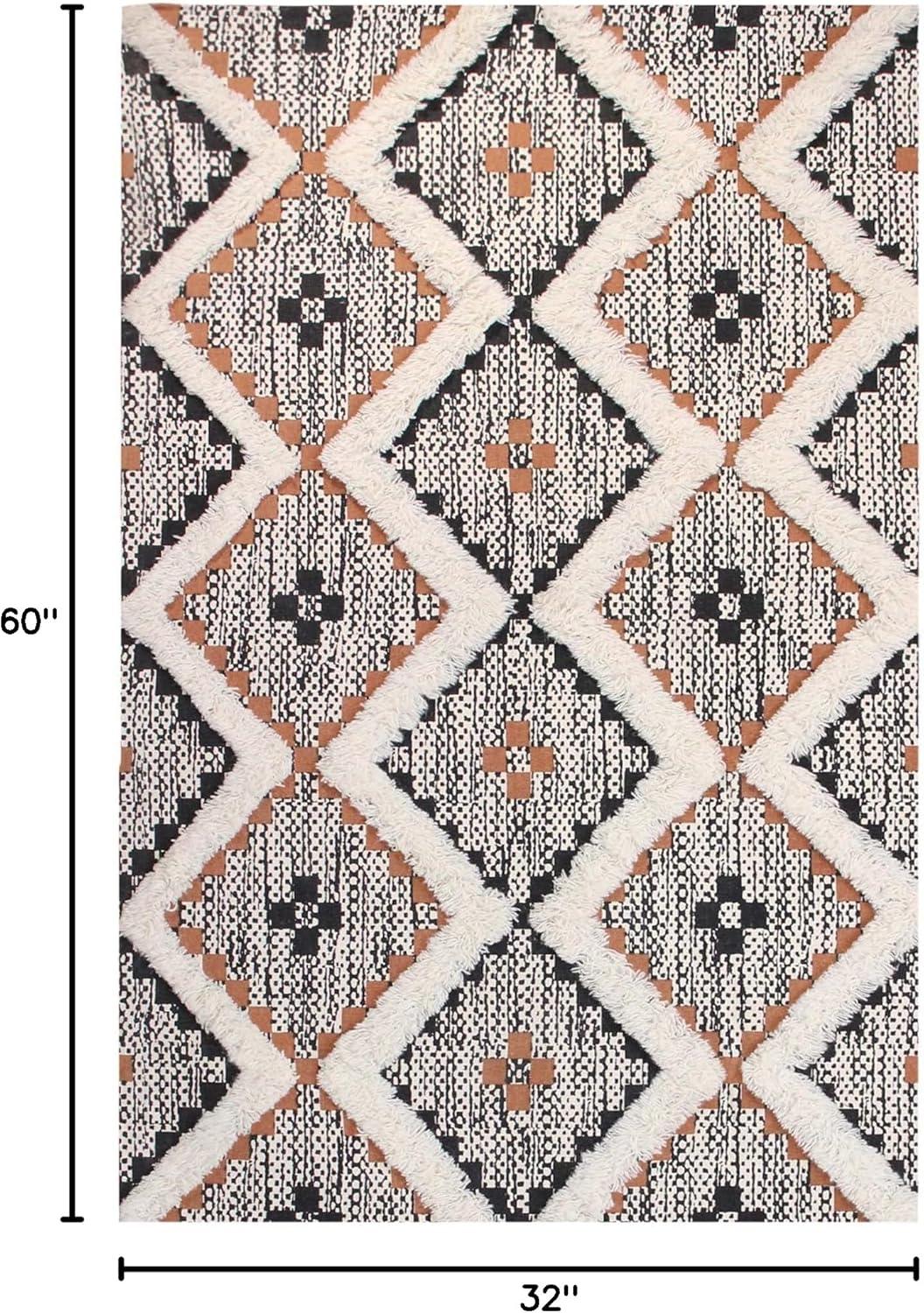 imageSuperior Talluah Indoor Printed HandTuffed Room Decor for Bedroom Aesthetic Area Rug for Living Room 5 x 8 RustBlackRust Black