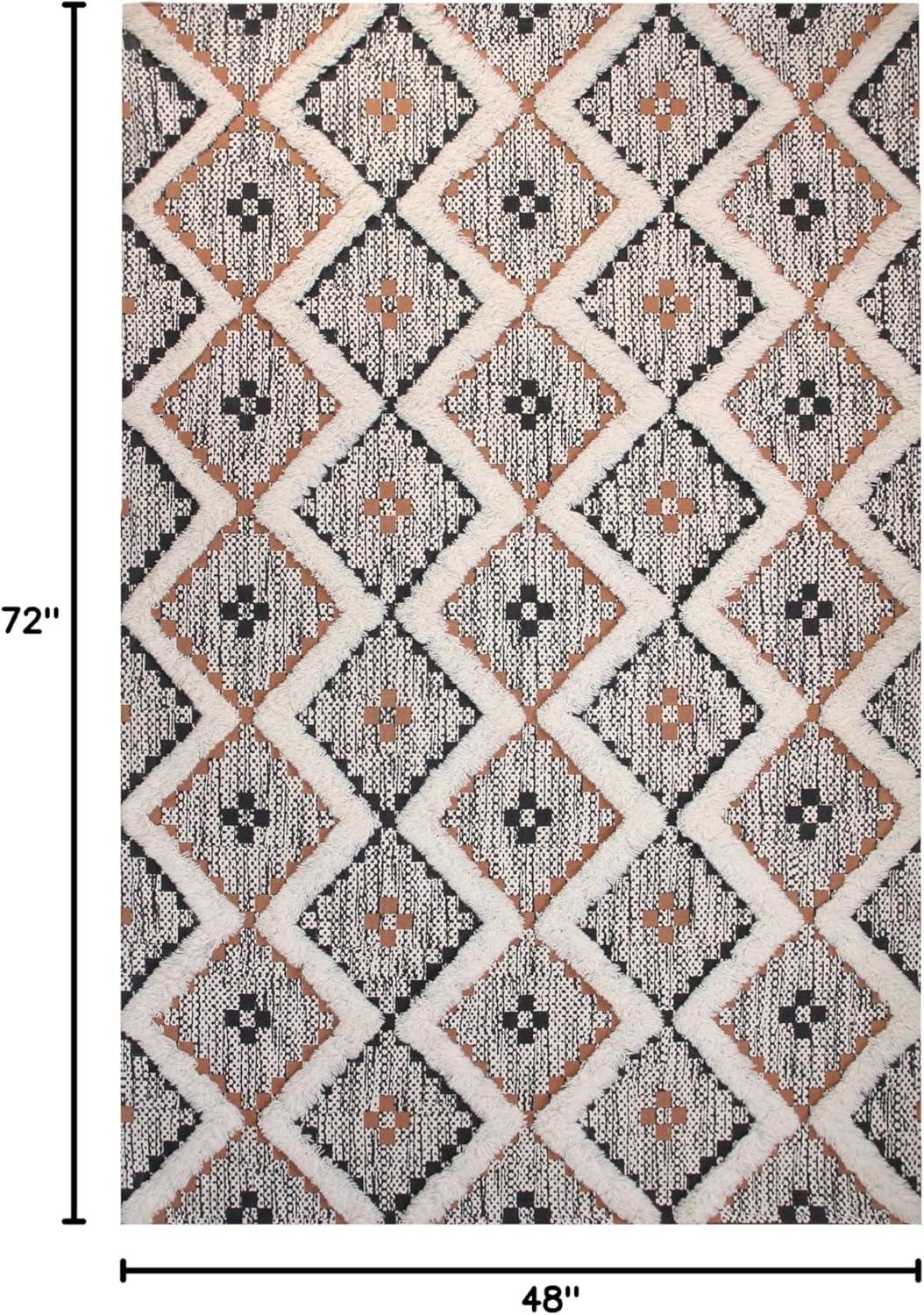 imageSuperior Talluah Indoor Printed HandTuffed Room Decor for Bedroom Aesthetic Area Rug for Living Room 5 x 8 RustBlackRust Black