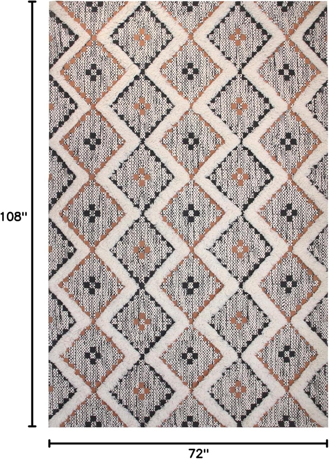 imageSuperior Talluah Indoor Printed HandTuffed Room Decor for Bedroom Aesthetic Area Rug for Living Room 5 x 8 RustBlackRust Black