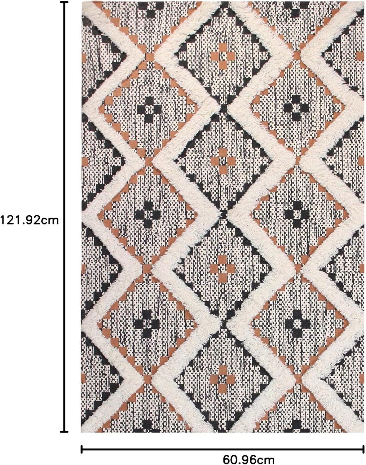 imageSuperior Talluah Indoor Printed HandTuffed Room Decor for Bedroom Aesthetic Area Rug for Living Room 5 x 8 RustBlackRust Black