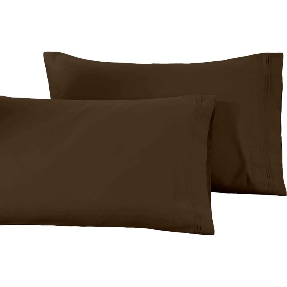 image100 Egyptian Cotton 1500 Thread Count Oversized Standard Pillowcase Set Solid WhiteMocha