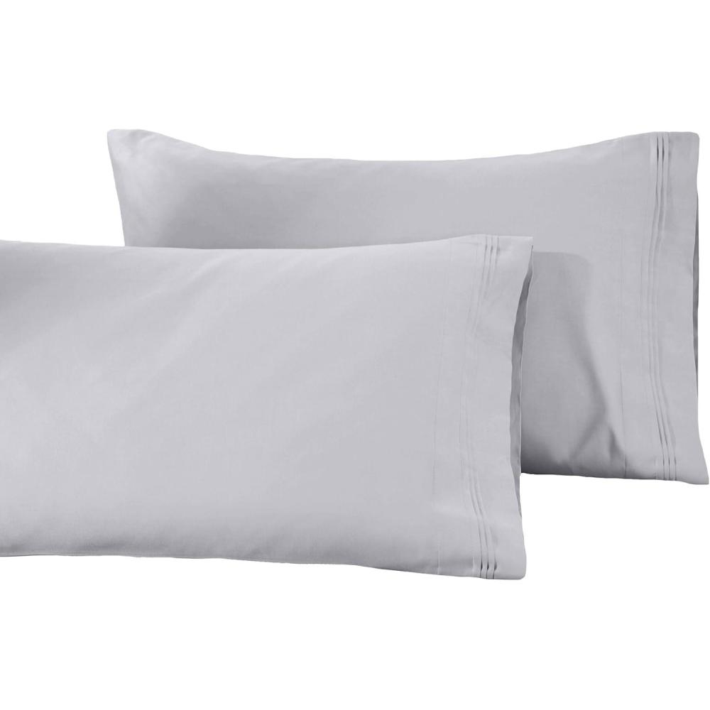 image100 Egyptian Cotton 1500 Thread Count Oversized Standard Pillowcase Set Solid WhitePlatinum