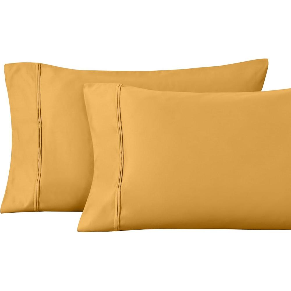 image1200 Thread Count 100 Egyptian Cotton Soft and Breathable 2Piece King Pillowcase Set Solid WhiteDijon