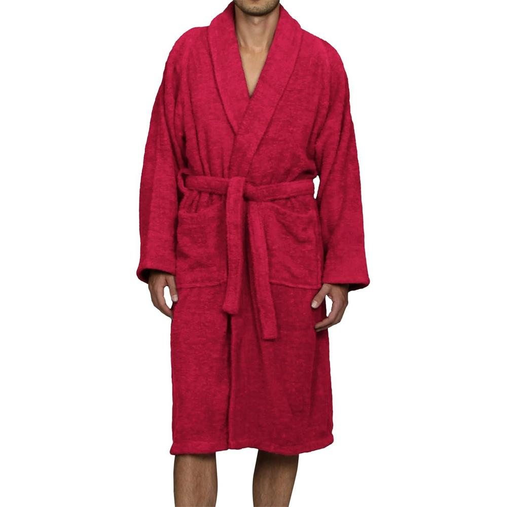imageCotton Unisex Terry Robe Soft And Absorbent Robes For Men And Women Bathroom AccessoriesBurgundy