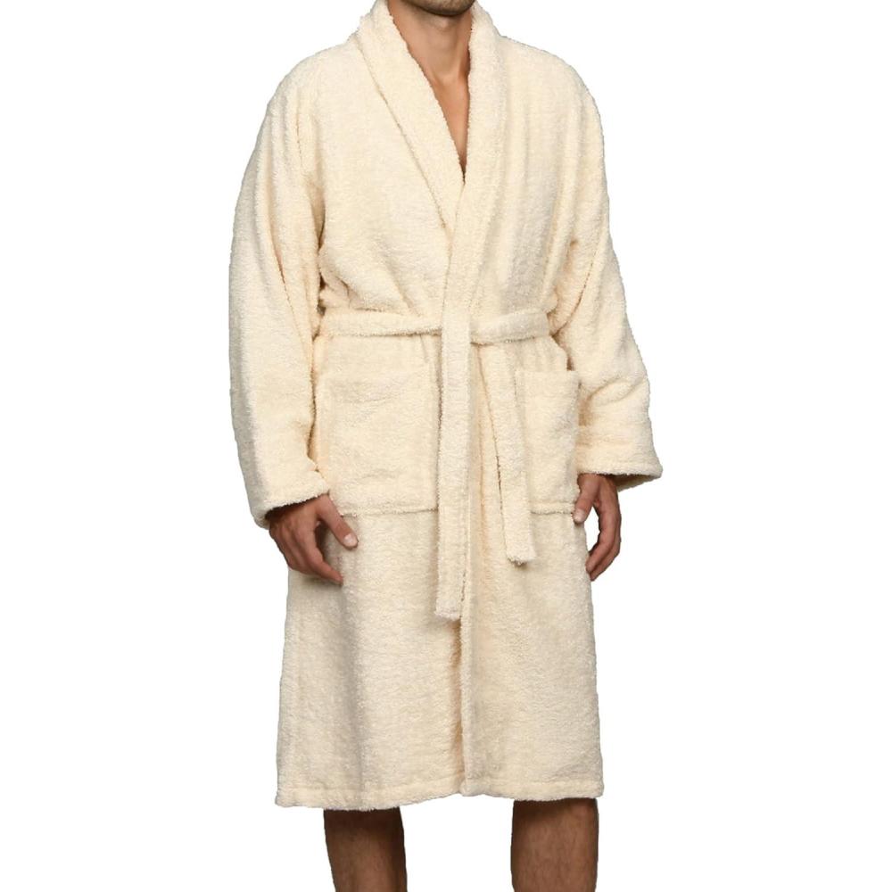 imageCotton Unisex Terry Robe Soft And Absorbent Robes For Men And Women Bathroom AccessoriesIvory