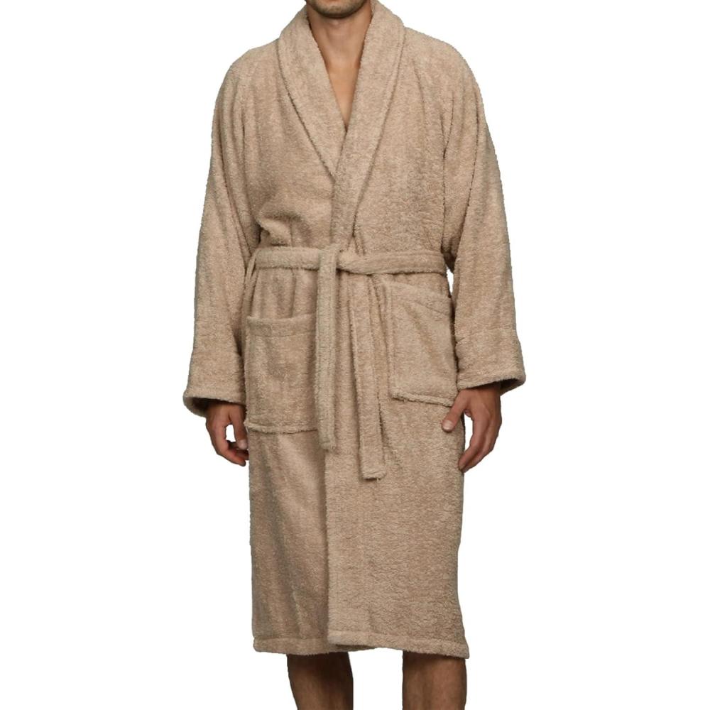 imageCotton Unisex Terry Robe Soft And Absorbent Robes For Men And Women Bathroom AccessoriesTaupe