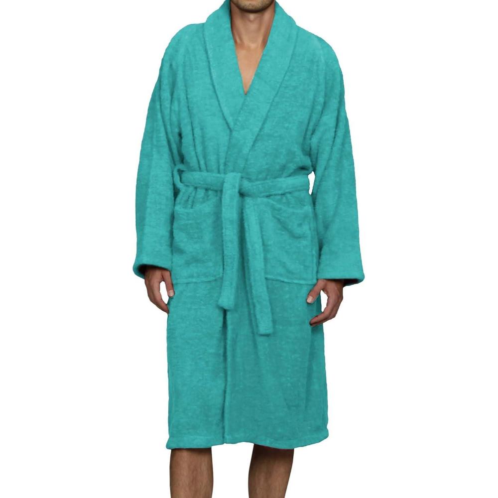 imageCotton Unisex Terry Robe Soft And Absorbent Robes For Men And Women Bathroom AccessoriesTeal
