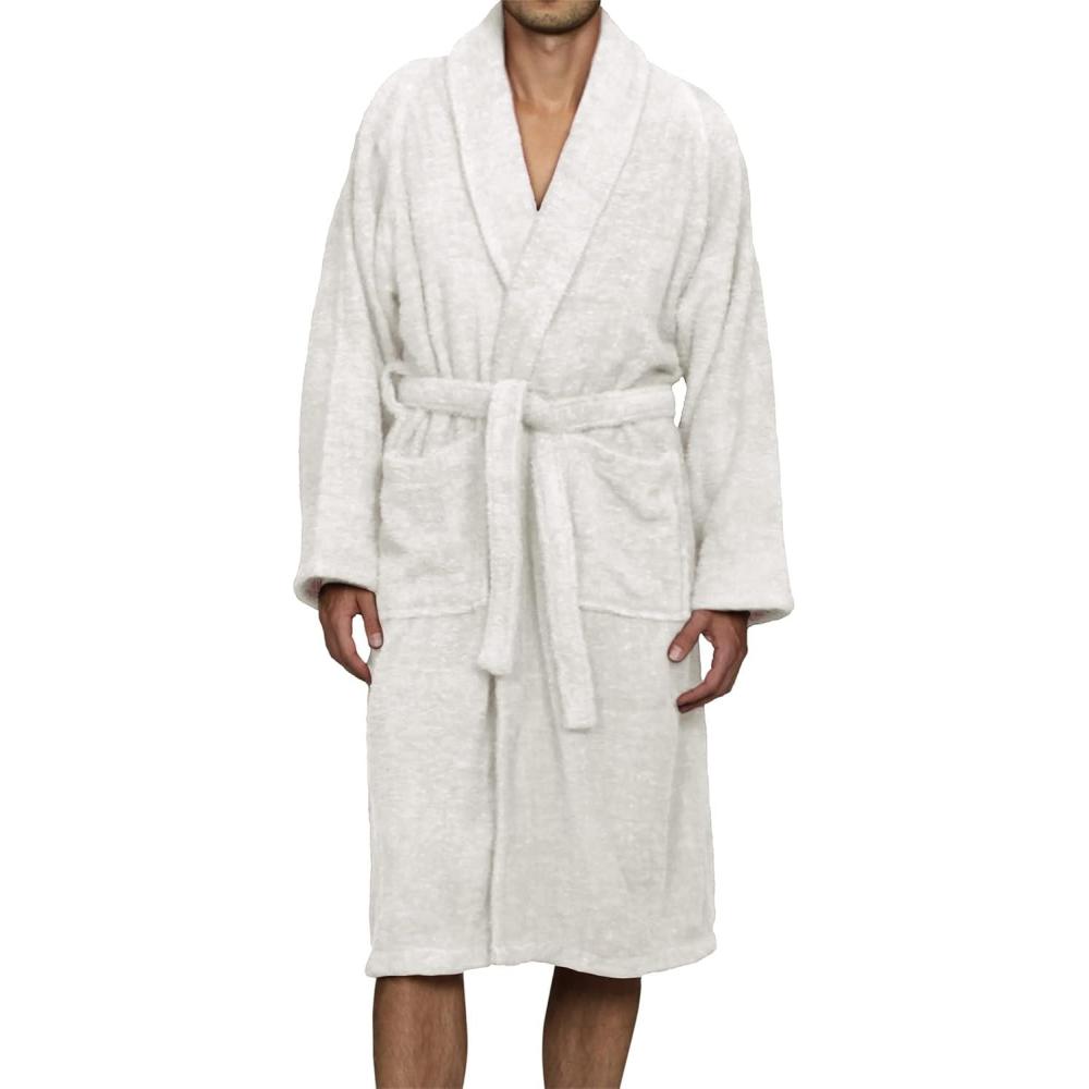 imageCotton Unisex Terry Robe Soft And Absorbent Robes For Men And Women Bathroom AccessoriesWhite