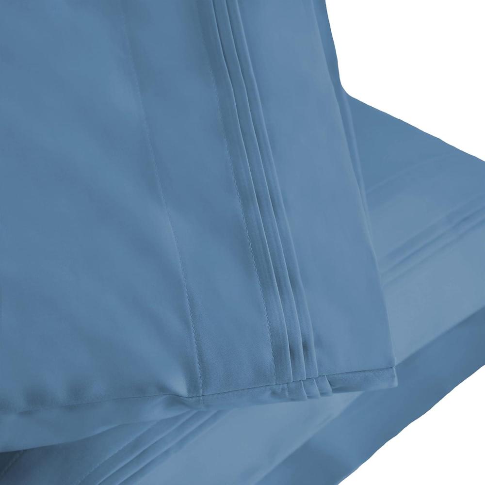 imageSUPERIOR 1000 Thread Count Egyptian Cotton Pillowcase Set Pillow Covers for All Pillows and Sleepers Soft Pillowcases for Bed Fashion Basics Large Cases 2Piece Set Standard Light BlueMedium Blue