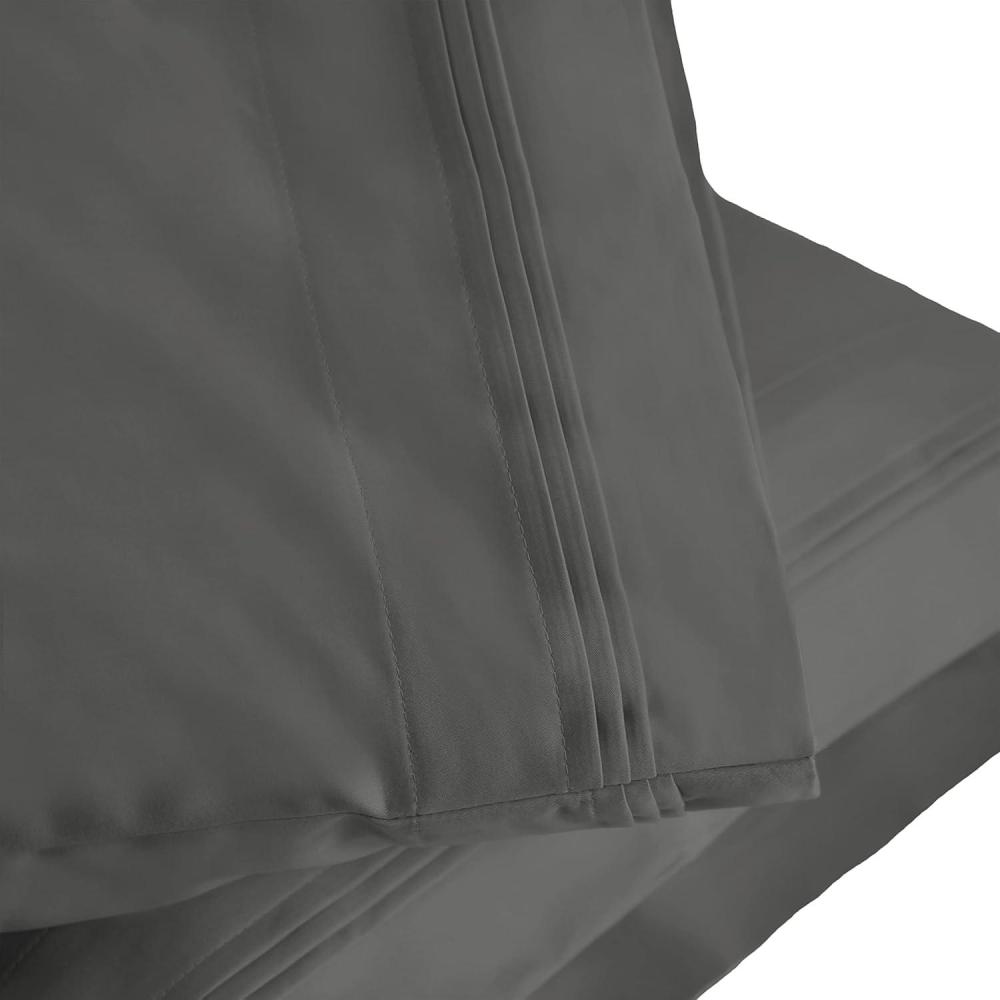 imageSUPERIOR 1000 Thread Count Egyptian Cotton Pillowcase Set Pillow Covers for All Pillows and Sleepers Soft Pillowcases for Bed Fashion Basics Large Cases 2Piece Set Standard Light BlueGrey