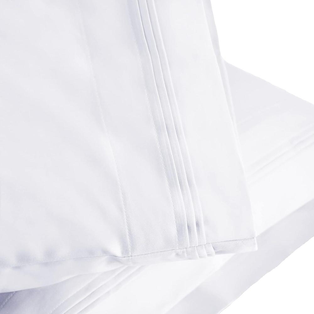imageSUPERIOR 1000 Thread Count Egyptian Cotton Pillowcase Set Pillow Covers for All Pillows and Sleepers Soft Pillowcases for Bed Fashion Basics Large Cases 2Piece Set Standard Light BlueWhite
