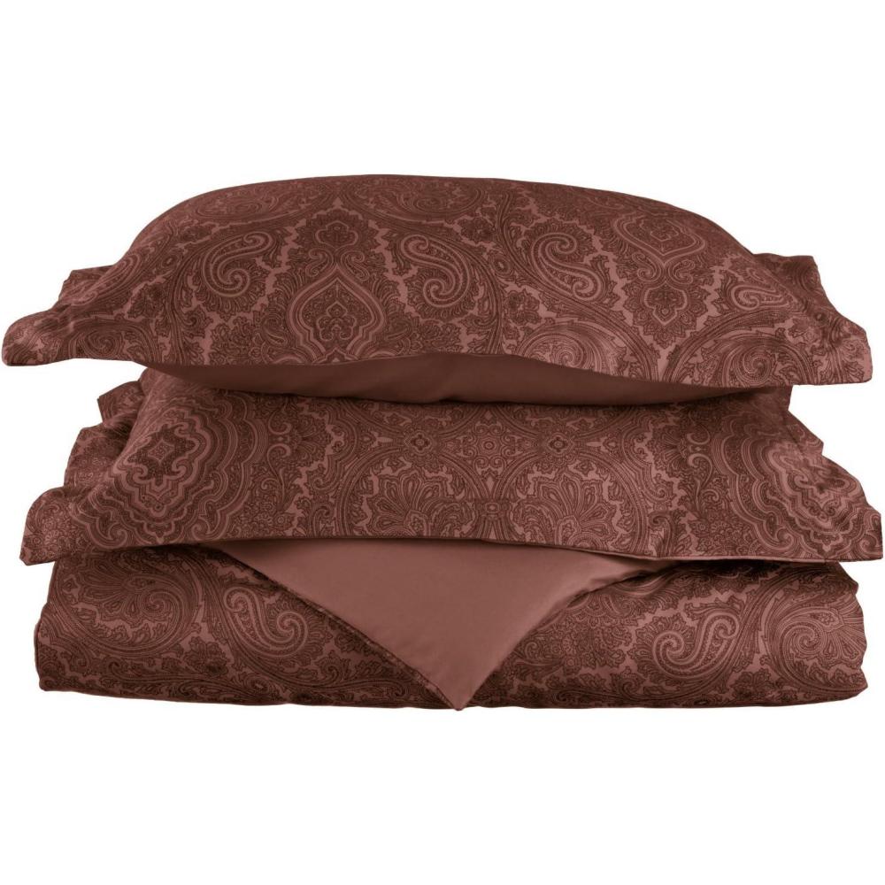 imageSUPERIOR 3 Piece Cotton Blend Paisley Duvet Cover Set KingCalifornia King Navy BlueChocolate