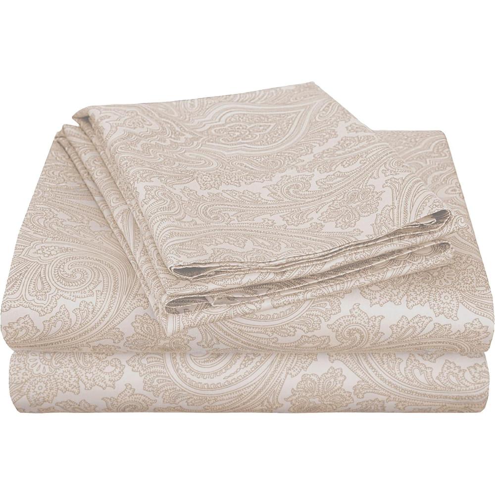 imageSUPERIOR 3 Piece Cotton Blend Paisley Duvet Cover Set KingCalifornia King Navy BlueIvory