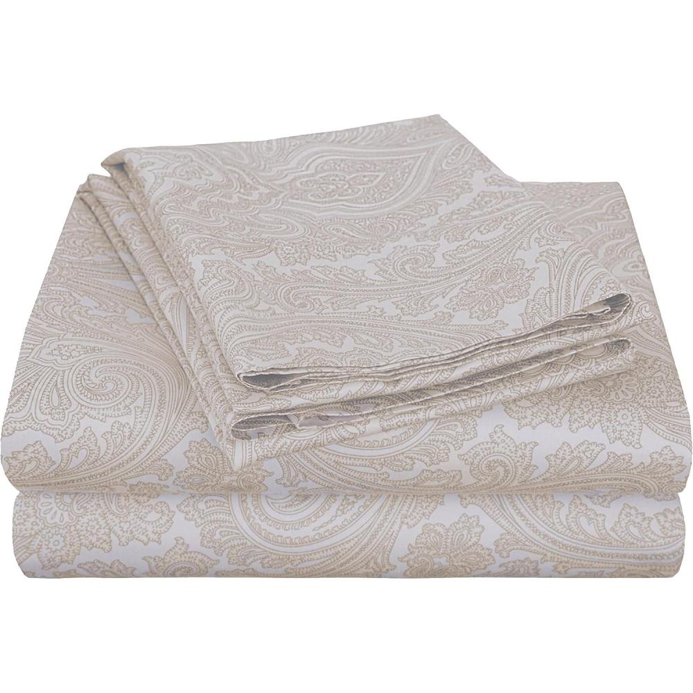 imageSUPERIOR 3 Piece Cotton Blend Paisley Duvet Cover Set KingCalifornia King Navy BlueWhite