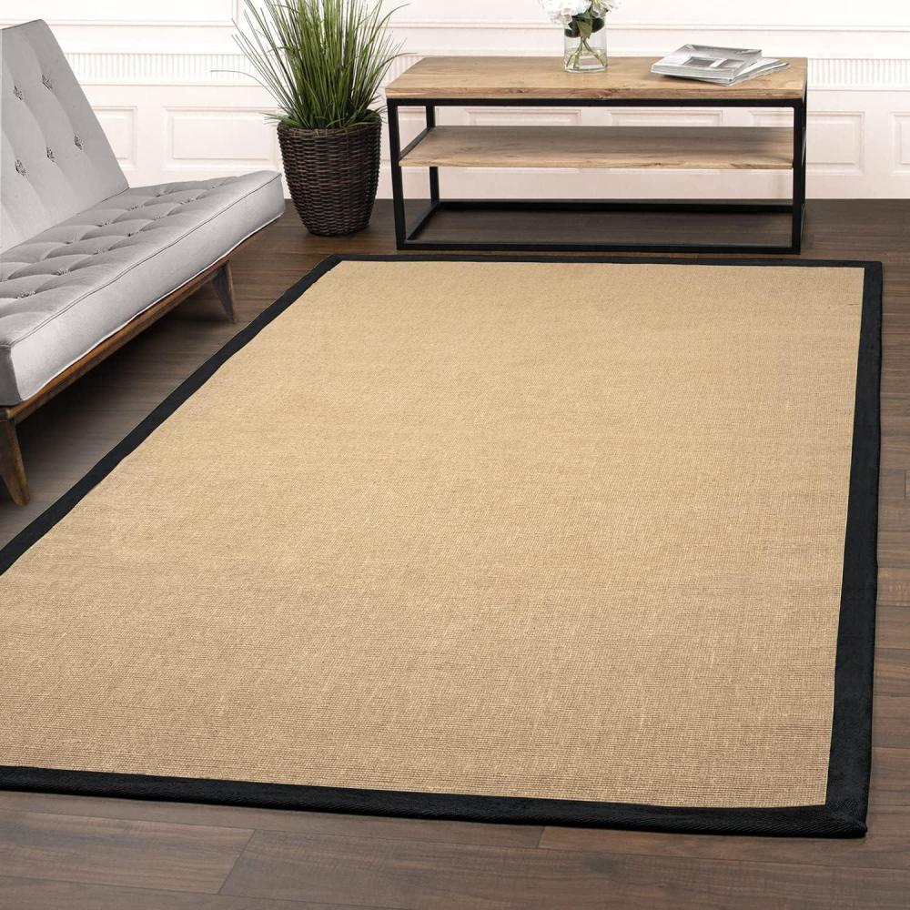 imageSUPERIOR Classic Collection Hand Woven Jute Rug 5X8  Navy BlueBlack