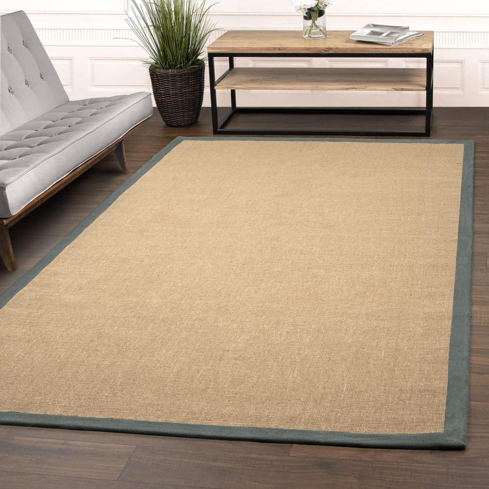 imageSUPERIOR Classic Collection Hand Woven Jute Rug 5X8  Navy BlueCharcoal