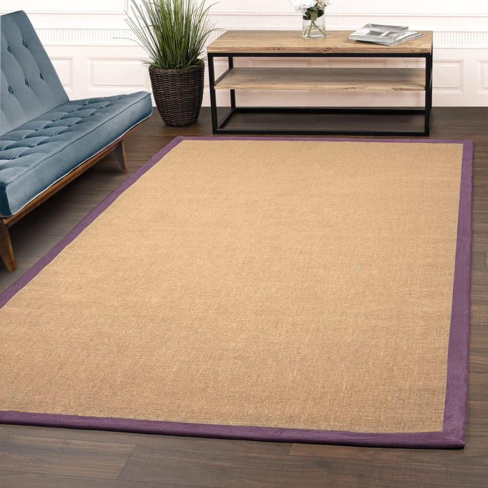 imageSUPERIOR Classic Collection Hand Woven Jute Rug 5X8  Navy BluePurple