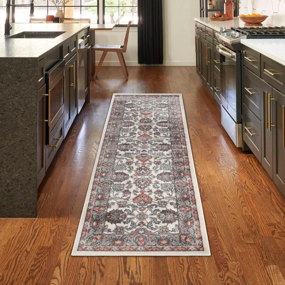 imageSUPERIOR Elegant Lille Collection Area Rug 8mm Pile Height with Jute Backing Beautiful Chic Bordered Rug Design AntiStatic WaterRepellent Rugs  5ft x 8ft  BrownBrownsalmon  Z