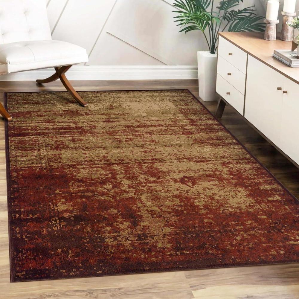 imageSUPERIOR Indoor Area Rug Jute Backed Modern Abstract Rugs for Living Room Dining Kitchen Office Bedroom Hardwood Floor Decor Afton Collection Auburn  27quotx8Auburn