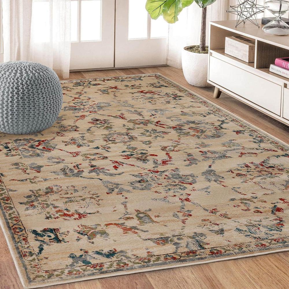 imageSUPERIOR Indoor Area Rug or Runner Elegant Floral Patchwork Floor Decor Soft Rugs Accessories for Living Room Bedroom Office DiningKitchen Hardwood Floors Kennicot Collection 8ft x 10ft  RedRed