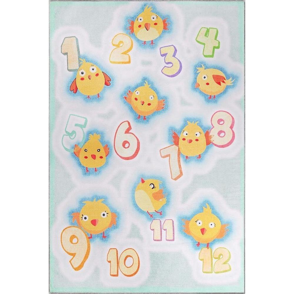 imageSUPERIOR Kids Indoor Area Rug Elephant Design Cute Rugs for Bedroom Nursery Playroom Living Room Entryway Unique Accent Soft Cotton Backed Rugs Nursery Collection 4 x 6 Baby BluePlaytime  Aquamarine