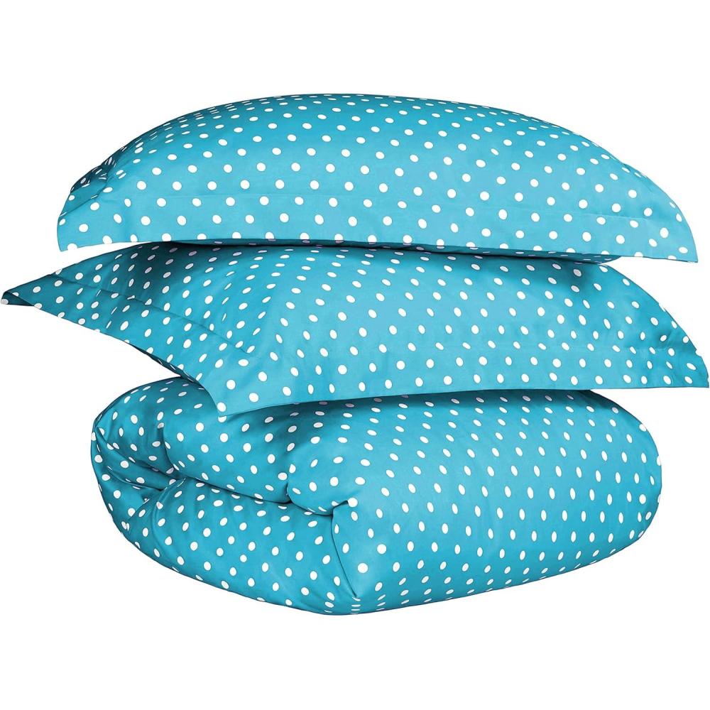 imageSUPERIOR Polka Dot Duvet Cover Set Cotton Blend Bedding Sets Soft and Wrinkle Resistant Duvet Cover with Matching Pillow Sham  Twin GreyAqua